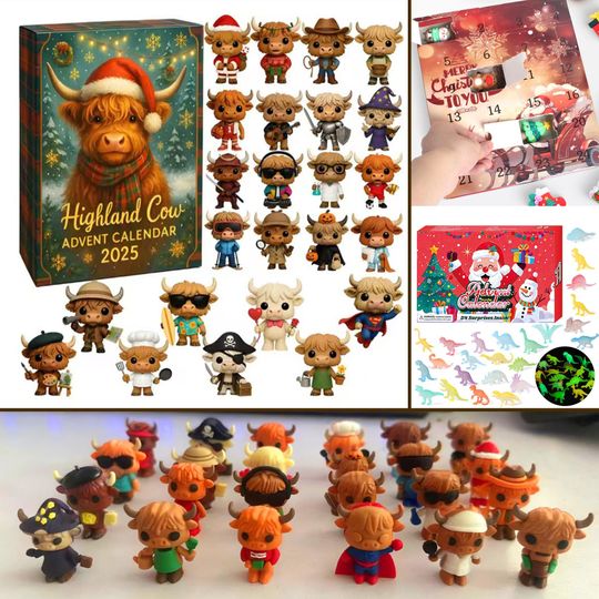 Discover Capybara Advent Calendar 2025:24 3D Xmas Carving Ornaments,Xmas Countdown Calendar,3D High-Low Cow/Dinosaur/Racing Car/Luminous Dinosaur
