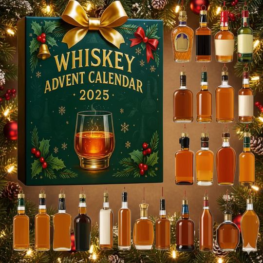 Whiskey Advent Calendar 2025  Musical Keepsake, Christmas Countdown Decor