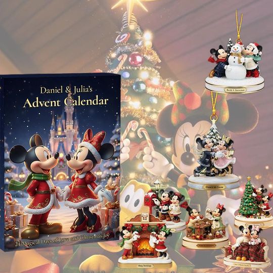 Discover Mickey Mouse Couple Christmas Activities Advent Calendar 2025, Cute Disney Holiday Countdown Box, Custom Acrylic Blind Box for Romantic