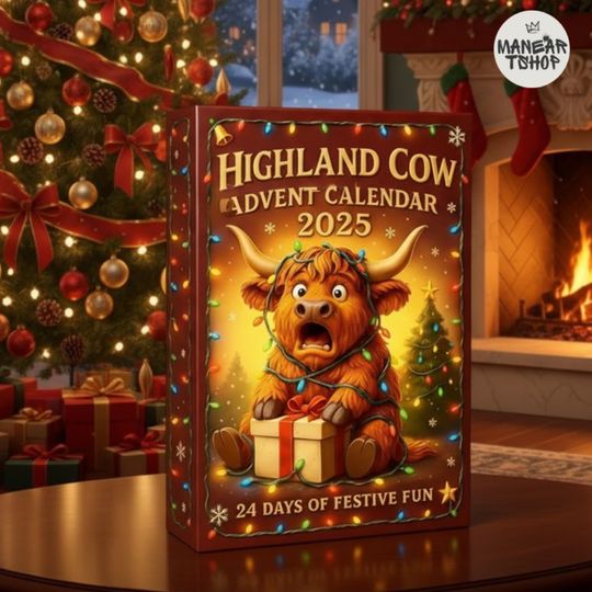 Discover 3D Highland cow Advent Calendar Christmas 2025, Surprise Highland cow Box, Christmas Blind Box, Xmas gift, 24 Christmas Figurines