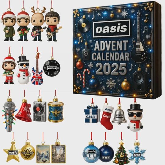 Oasis 2025 Advent Calendar Christmas Countdown Box Britpop Rock Band Merch Gift For Music Fans 90s Nostalgia Holiday Decor