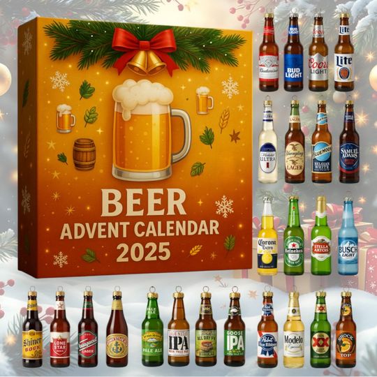 Discover Beer Advent Calendar 2025  Funny Christmas Countdown Gift for Men & Beer Lovers | Choose 2D Acrylic Flat or 3D Mini Bottle Version