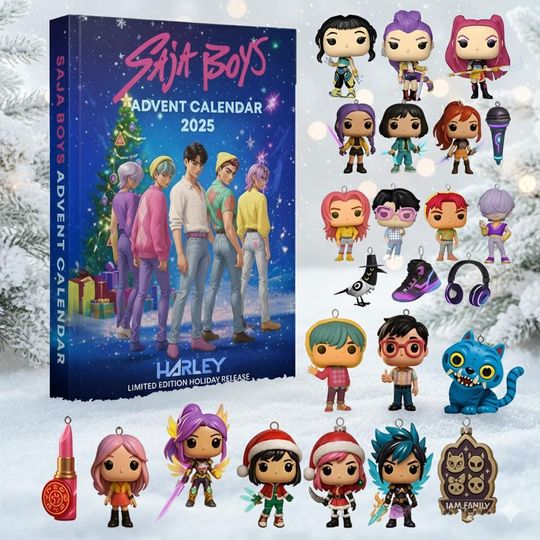 Discover Custom Name Kpop Saja Boys Advent Calendar 2025 Limited Edition Box with 24 Mini Figurines and Charms, Holiday Countdown Gift for Fans