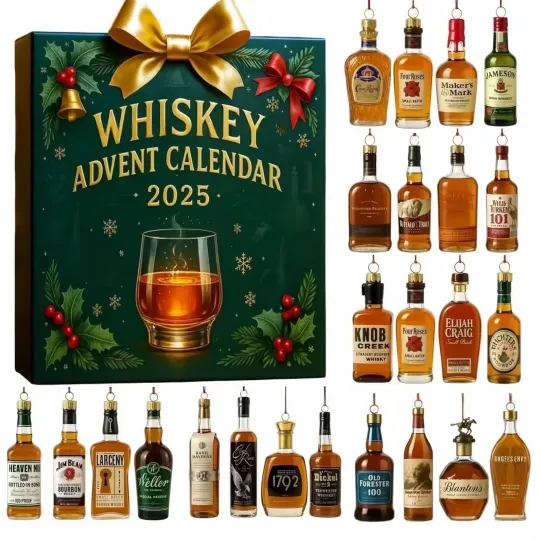 Discover 2025 Whiskey Advent Calendar: 24 Days Without Repetition, 2D Christmas Decor