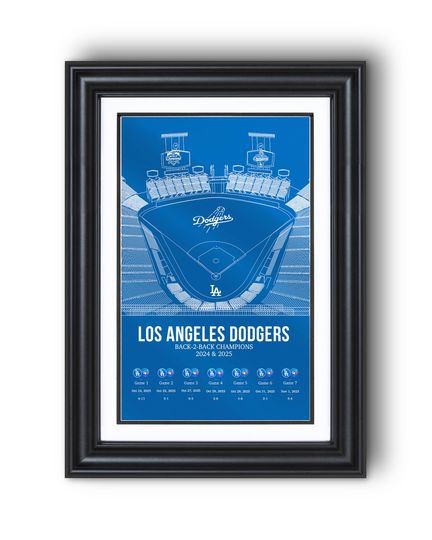 Discover 2025 Los Angeles Dodgers "BACK-TO-BACK" Framed Dodgers Stadium World Series Edition