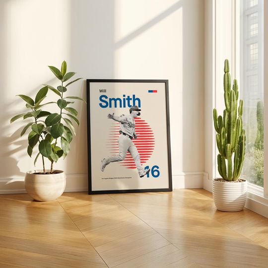 Discover Will Smith #16 Los Angeles Dodgers - Mid Century Modern Poster Artwork - World Series Championship 2025 - Back 2 Back