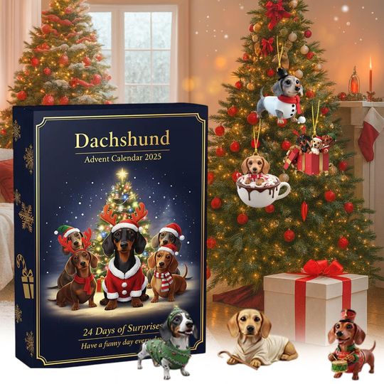 Discover Dachshund Christmas Advent Calendar, 24 Days of Xmas Surprises, with 24 Collectible for Kids Gift, Disney Decor Xmas Gift, Dog Love