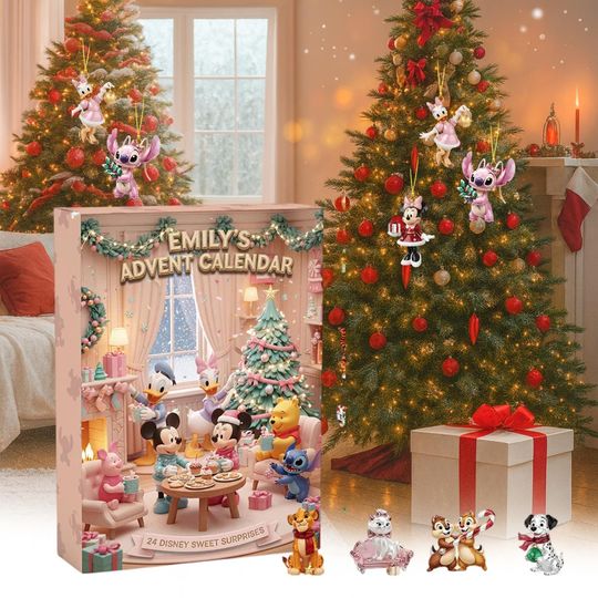 Discover Disney Advent Calendar 2025, Mickey And Friends Christmas Countdown Box, 24 Mini 2D Ornaments Holiday Gift Set For Kids And Families