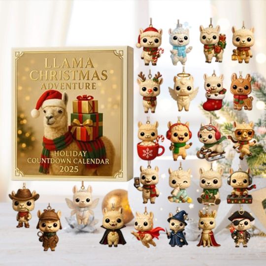 Discover 2025 Llama Advent Calendar, Alpaca Ornaments Set, Christmas Countdown, Cute Animal Decor, Holiday Llama Lover Gift, Collectible Figures