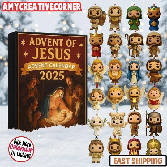 Discover Jesus Advent Calendar 2025, Christian Blind Box Christmas Countdown Box, 24 Days Nativity Ornaments, Christmas Tree Decor, Faith Gift