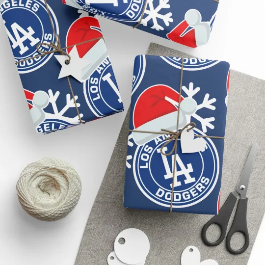 Discover Los Angeles Dodgers Wrapping Papers, Christmas gift wrap, Baseball fan