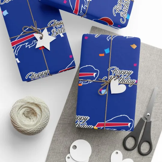 Discover football Buffalo Bills Happy Birthday Wrapping Papers, Sports Gift Wrap, Football Fan