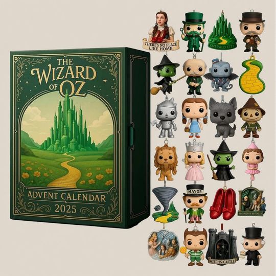 Wizard of Oz Advent Calendar 2025, Fantasy Movie Box, 24 Day Countdown, Character Figurines for Christmas Tree Ornaments & Collectibles