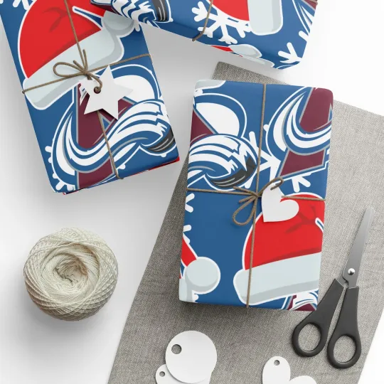 Discover Colorado Avalanche Hockey Christmas Wrapping Paper Holiday Gift