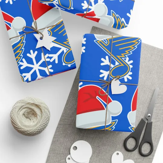 Discover St.Louis Blues Hockey Christmas Wrapping Paper Holiday Gift