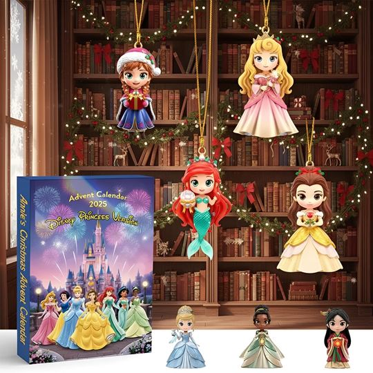 Discover Cartoon Princess Advent Calendar 2025, 24-day countdown gift box for kids with cute mini royal figures, Christmas surprise for girls