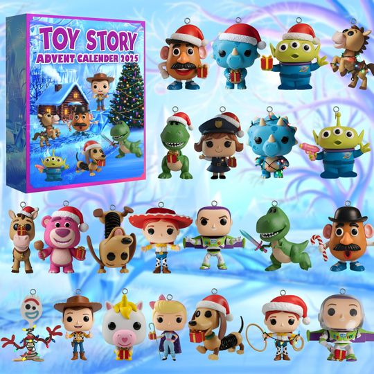 Discover Disney 2D Acrylic Toy Story Advent Calendar - 24 Disney - Christmas Figurines -Unique Christmas gifts