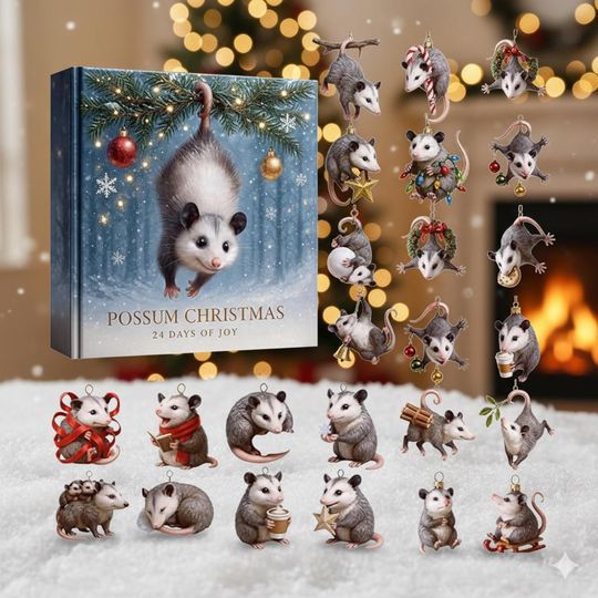 Discover Possum Christmas Advent Calendar 2025  24 Mini Figurine Ornaments with Adorable Winter Designs, Holiday Countdown Gift for Animal Lovers