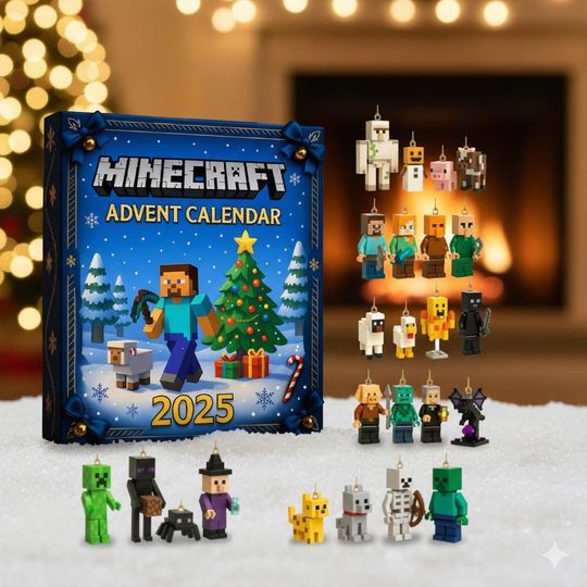 Discover Pixel Block Adventure Christmas Ornament Set Flat 2D Acrylic Tree Hanging Decor Gift for Kids Gamer Holiday Collection