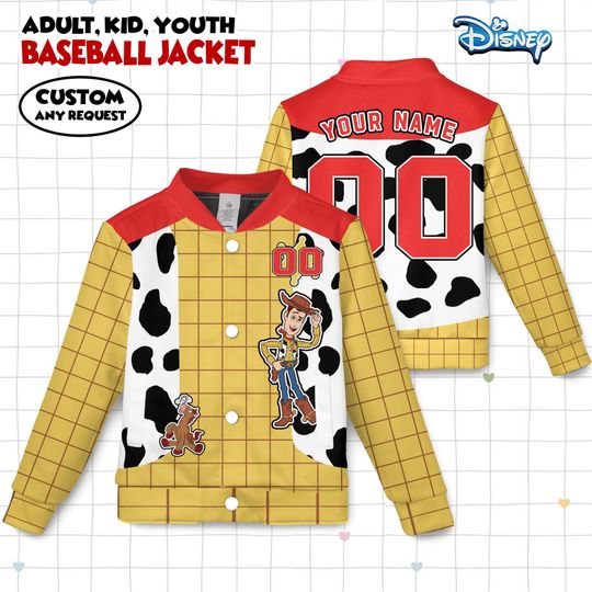 Discover Custom Sheriff Woody Baseball Jacket, Disney Toy Story Cosplay Costume, Woody Varsity Jacket, Disney bound Jacket, Christmas Gift For Him