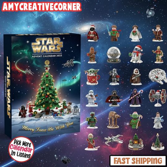 Discover Sci-Fi Brick Figure Advent Calendar, Space Movie Ornaments, 24 Days of Xmas Minifigure Decor, Christmas Countdown Box, Geek Collector Set
