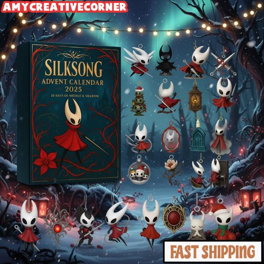 Hollow Knight Silksong Advent Calendar 2025 - 24 Hollow knight Charms - Hornet & The Knight Ornaments, Gamer Gift, Hollow Knight Character