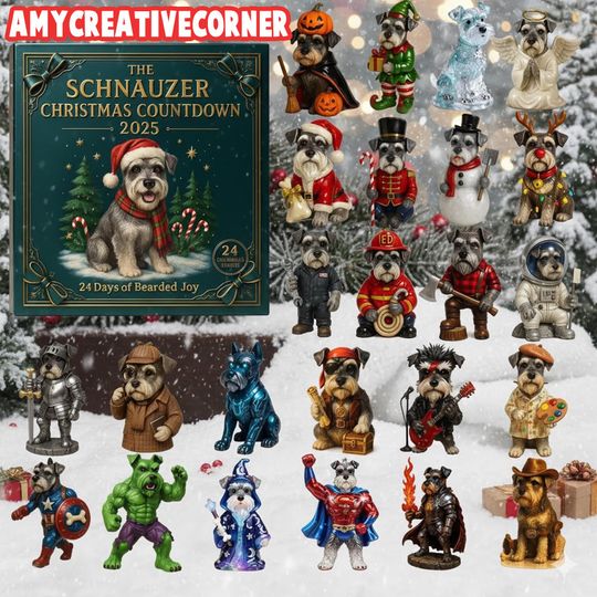 Discover Schnauzer Advent Calendar 2025  24 Days of Dog Figurine Surprises  Christmas Countdown Gift Box for Schnauzer Lovers & Pet Fans