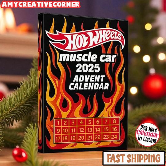 Discover Hot Rod Advent Calendar 2025, 24 Days of Classic Muscle Car Acrylic Ornaments, Retro Car Christmas Countdown Gift for Him and Collectors