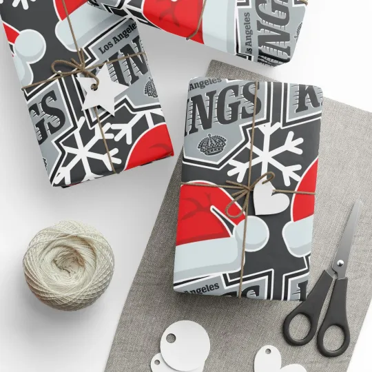 Discover Los Angeles Kings Hockey Christmas Wrapping Paper Holiday Gift