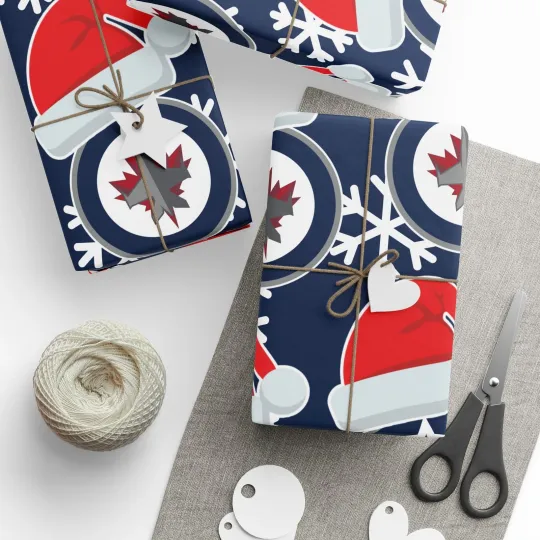 Discover Winnipeg Jets Hockey Christmas Wrapping Paper Holiday Gift
