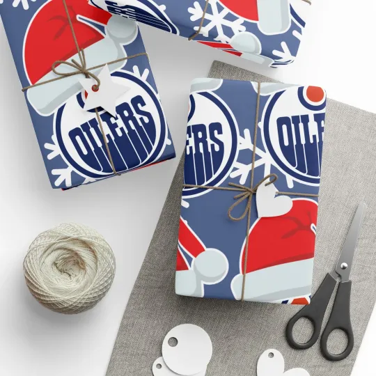 Discover Edmonton Oilers Hockey Christmas Wrapping Paper Holiday Gift