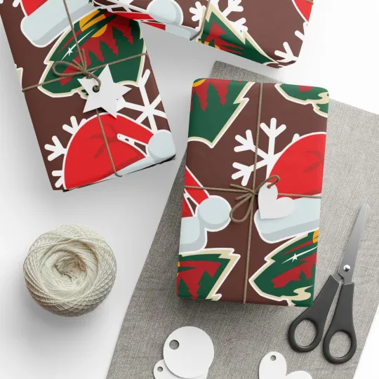 Discover Minnesota wild Hockey Christmas Wrapping Paper Holiday Gift