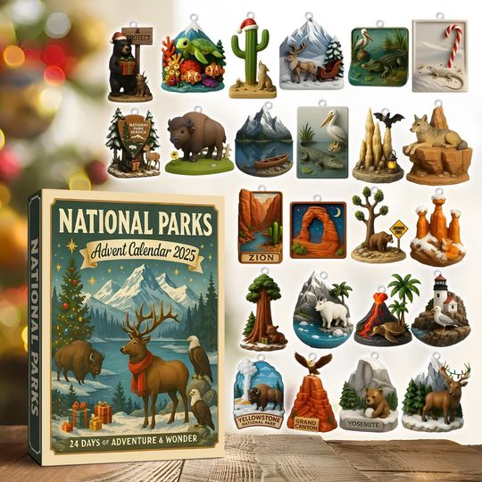 Discover National Parks 2025 2D Acrylic Advent Calendar, Scenic Landscape Mini Nature Adventure Holiday Gift for Outdoor