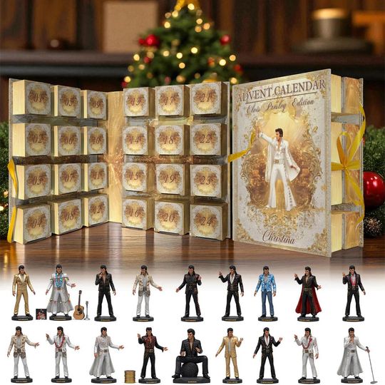 Discover King Of Rock 'n Roll Collection Personalized Advent Calendar 2025, Music Star Christmas Gift Box, 24 Flat Ornaments Included