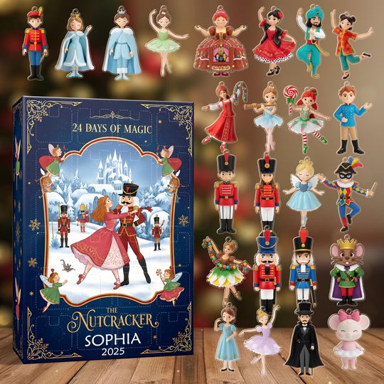 Personalized Nutcracker Advent Calendar 2025, Ballet Christmas Ornaments