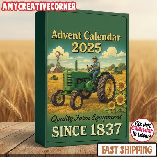 Discover 2025 John Dee Advent Calendar | 24 Farm Tractor Ornaments (2D Acrylic) | Vintage Christmas Decor | Gift for Farm Enthusiasts & Collectors