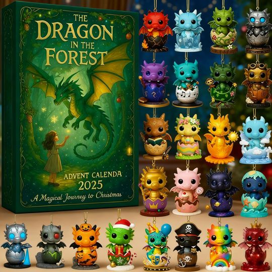Discover Dragon in the Forest Advent Calendar 2025, 24 Days Figures, Magical Journey Christmas Gift, Fantasy Countdown