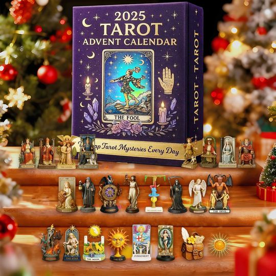 Discover 2025 Tarot Card Mystical Countdown Calendar, Daily Esoteric Discoveries, Spiritual Holiday Gift Set