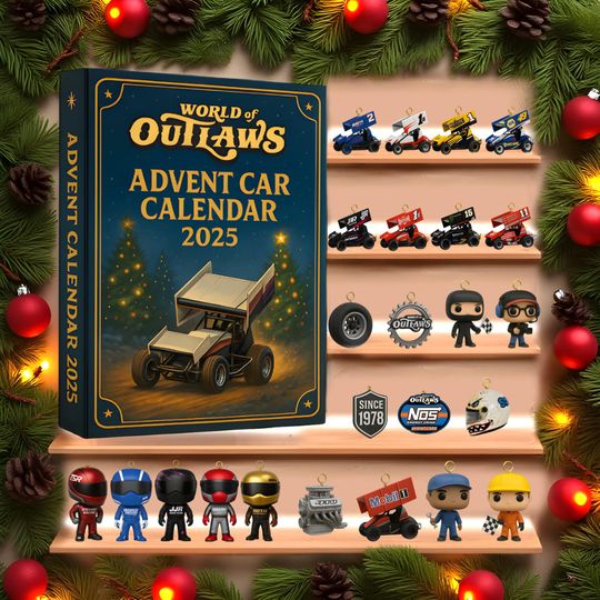 Discover 2025 Racing Car Countdown Calendar, Sprint Dirt Track Vehicle Models, Driver Figures, Christmas Toy Collectible Gift