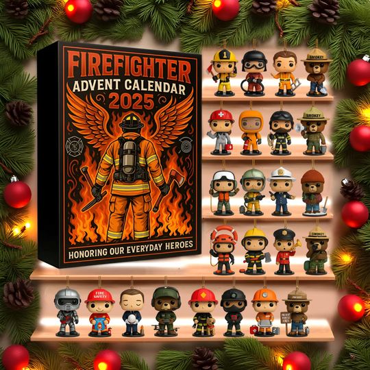 Discover Firefighter Advent Calendar 2025, 24 Days Ornaments Set, First Responder Gift, Everyday Heroes Christmas Countdown