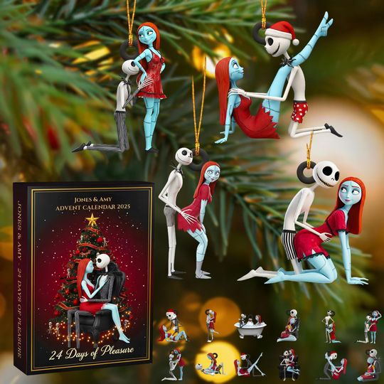 Nightmare Christmas Advent Calendar, Jack and Sally 2D Advent Calendar, Spooky Christmas Acrylic Ornaments, Jack 24-Day Countdown Gift