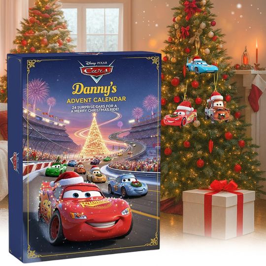 Discover Disney Cars Christmas Advent Calendar, 24 Days of Xmas Surprises,with 24 Collectible for Kids Gift, Disney Xmas Gift, 2D Ornaments