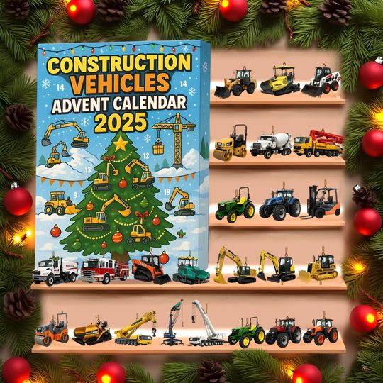 Discover 2025 Construction Vehicles Advent Calendar, Excavator Mini Truck Toys, Holiday Kids Countdown Gift Set