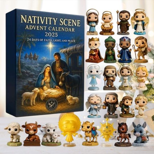 Discover Nativity Scene Advent Calendar 2025, Christmas Figurines Set, Religious Holiday Decor, 24 Day Gift