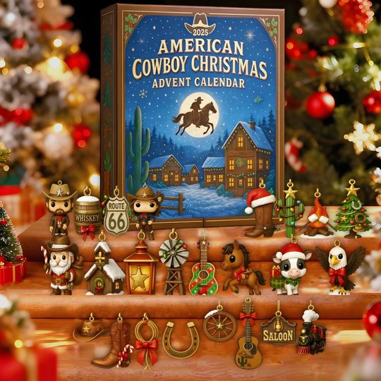 Discover Cowboy Advent Calendar 2025, Western Christmas Countdown, Ranch Decor Gift, 24 Day Holiday Surprise, Rustic Wild West Decor