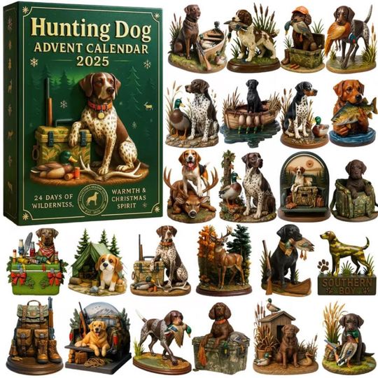 Discover Hunting Dog Advent Calendar 2025, Dog Christmas Ornaments, 24 Days Countdown Mini Tree Decoration, Gift for Pet Owners, Gift for Dog Lovers
