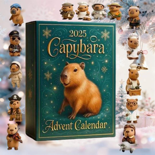 Discover Capybara Advent Calendar 2025, 24 Days of 2D Acrylic Christmas Ornaments, 24 Collectible Mini Figures, Novelty Gag Gift, White Elephant Gift