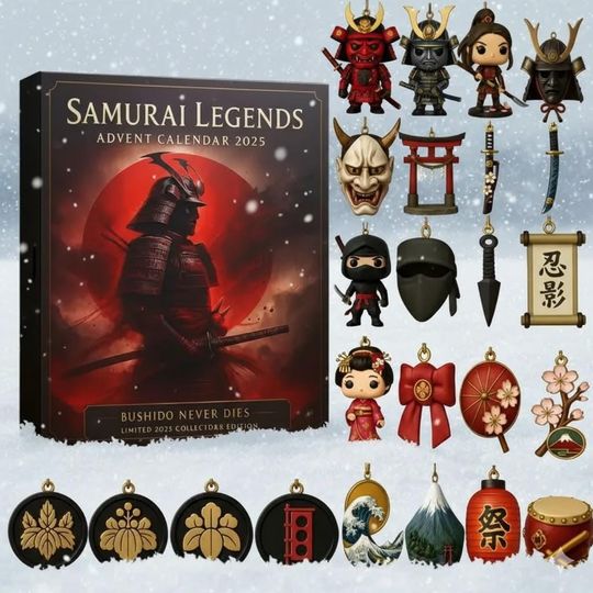 Discover Samurai Legends Advent Calendar 2025, 24 Acrylic Christmas Ornaments, Vintage Christmas Ornament Countdown