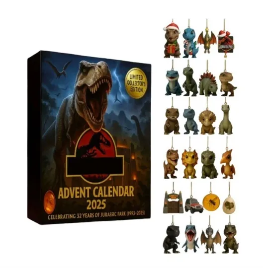 2D Jurassic Park calendar Christmas Dinosaur Advent 2025 24 Days Acrylic