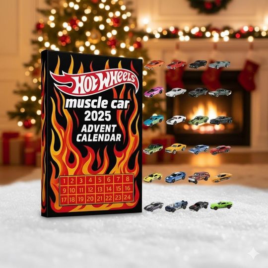 Discover Flame Muscle Car Advent Calendar 2025, 24 Day Classic Sports Car Collection, Advent Calendar Christmas, Vintage Christmas Ornament Countdown